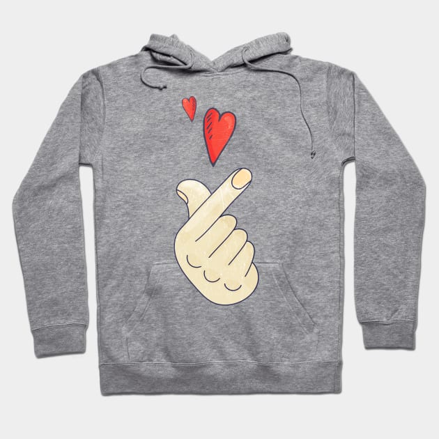 Korean finger heart (saranghae) Hoodie by tatadonets